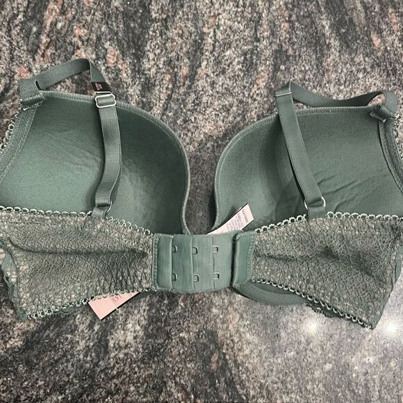 Victoria’s Secret Dream Angels Push Up Padded Lace Bra Olive Green 32D - Picture 4 of 4